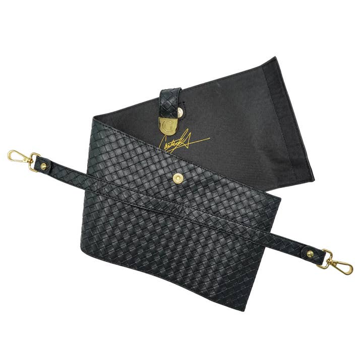 Caitie G - Wholesale Crossbody Bag - Women's - PREORDER: Bundle: Signature Clear Bag with Black Alligator, Woven Black, Pebble Black Wrap & Strap