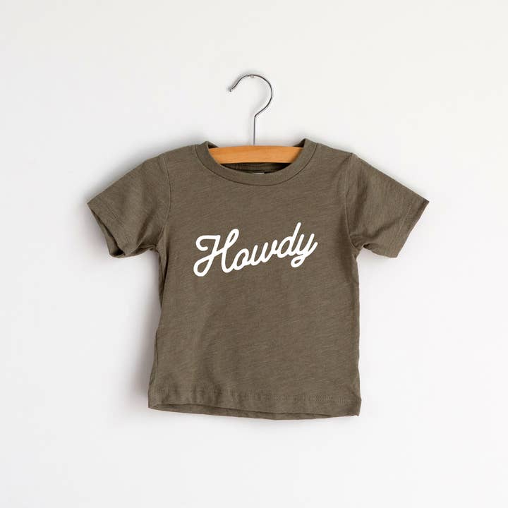 Gladfolk - Wholesale Screen Printed T-Shirt - Kids - Howdy Script Baby & Kids Tri-Blend Tee