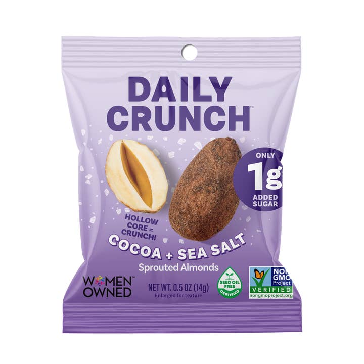 Cocoa + Sea Salt Almonds, 0.5oz Mini Bag for wholesale by Daily Crunch