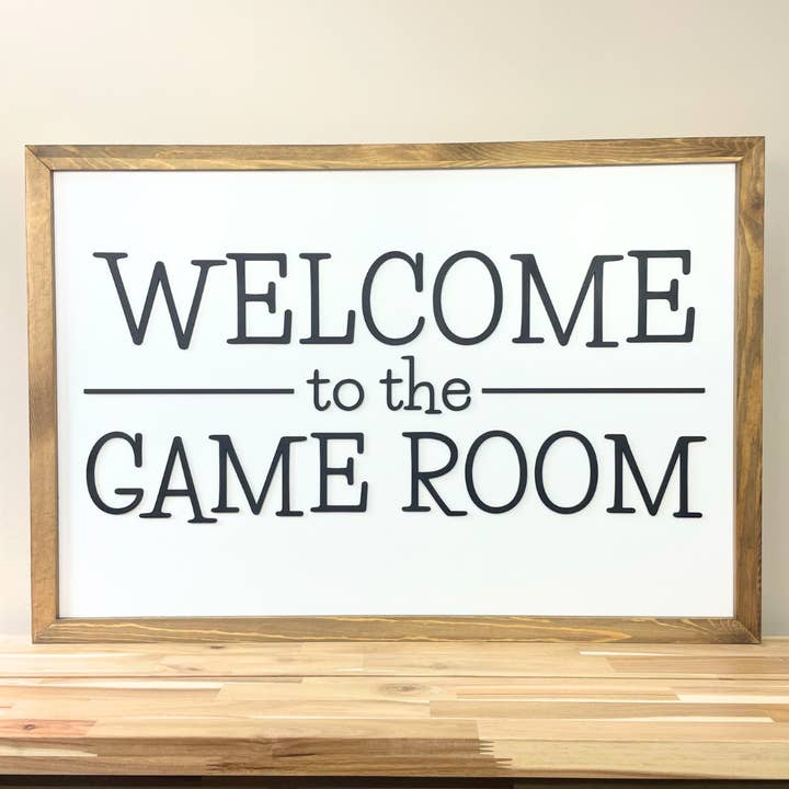 Welcome to the Game Room | 35x24 inch Wood Sign for wholesale by Nail and Hook Laser Cut Home Decor