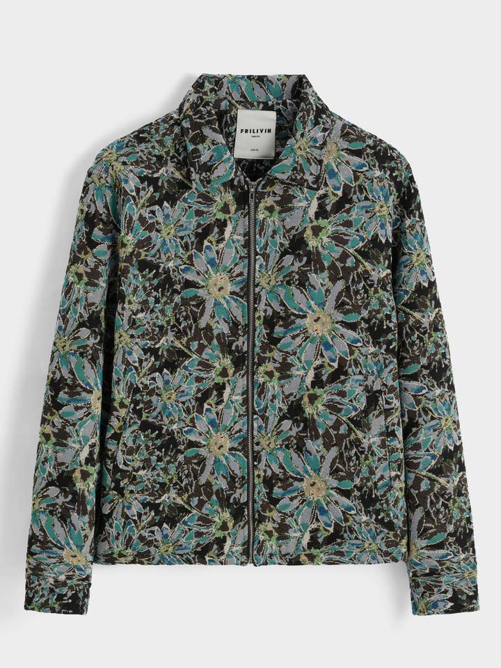 BM2603R-1 Veste con cremallera, estampado floral, cuello clásico. para venta al por mayor de Frilivin