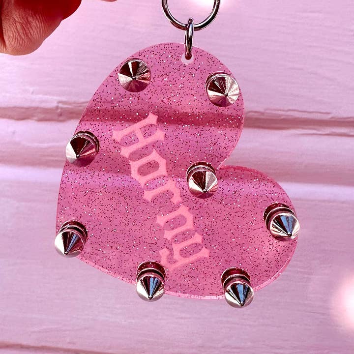 Horny Studded Heart Keychain/Bag Charm por atacado de Foolish Fetish