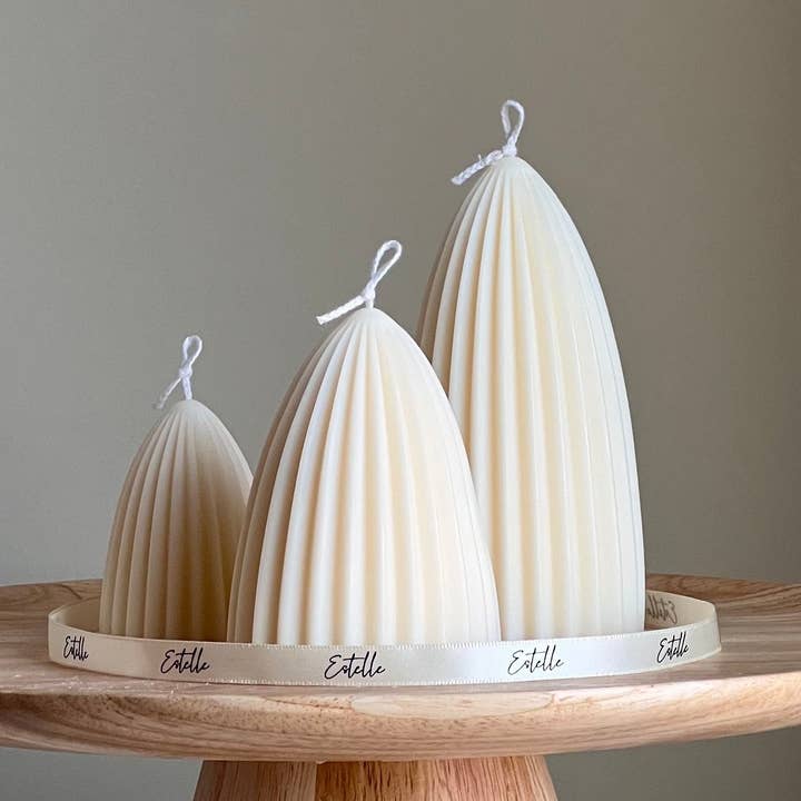 Ribbed Conical Candle Set for wholesale by Estelle Studio