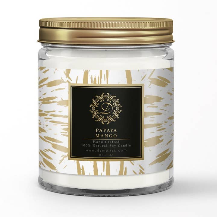 Papaya Mango 8 oz. Scented Soy Candle for wholesale by Damalia's