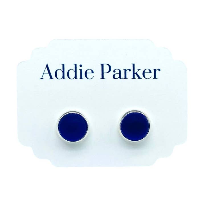 Small Sea Glass Stud - Cobalt (SG 34) for wholesale by Addie Parker Jewelry