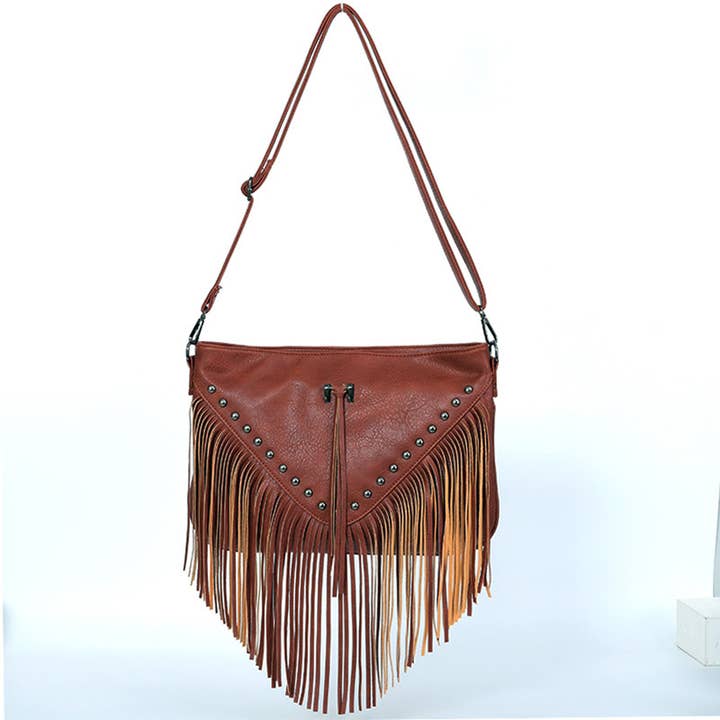 ACCITY - Wholesale Shoulder Bag - Women's - RIVET SOFT LEATHER TASSEL SHOULDER BAG_CWAB0780