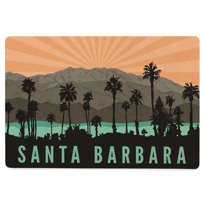 Lantern Press - Wholesale Postcard - WOOD POSTCARD Santa Barbara, California, Palm Trees