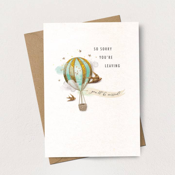 Stephanie Davies – wholesale Goodbye card – Sorry You're Leaving Balloon