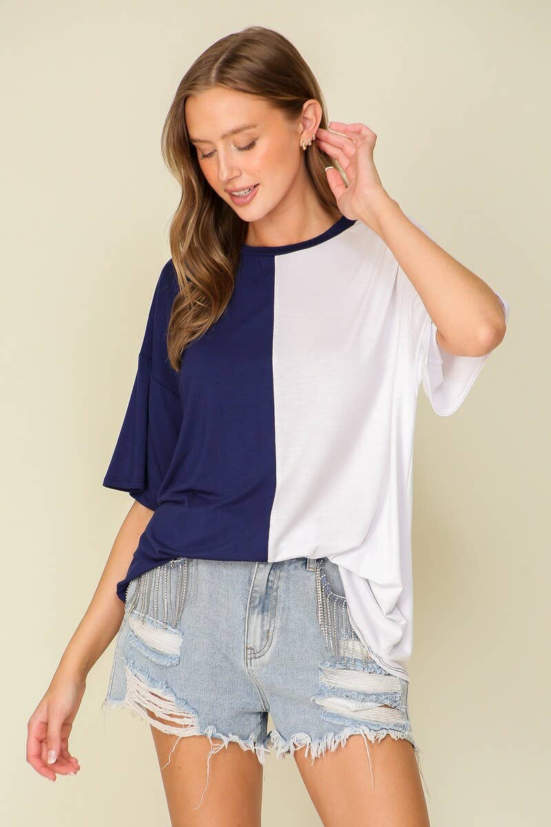 42POPS - Wholesale Knit Top - Women's - ',,._ Game day contrast oversize tee1