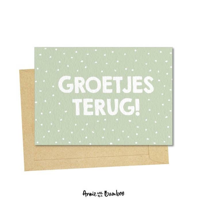 SALE Postcard - Greetings back! for wholesale by Annie with the Bamboo