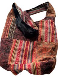 Sac à bandoulière en coton patchwork marron pour la vente par Earth Divas