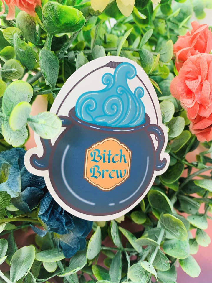 Pegatina troquelada Bitch Brew para venta al por mayor de Emily Rose Creates