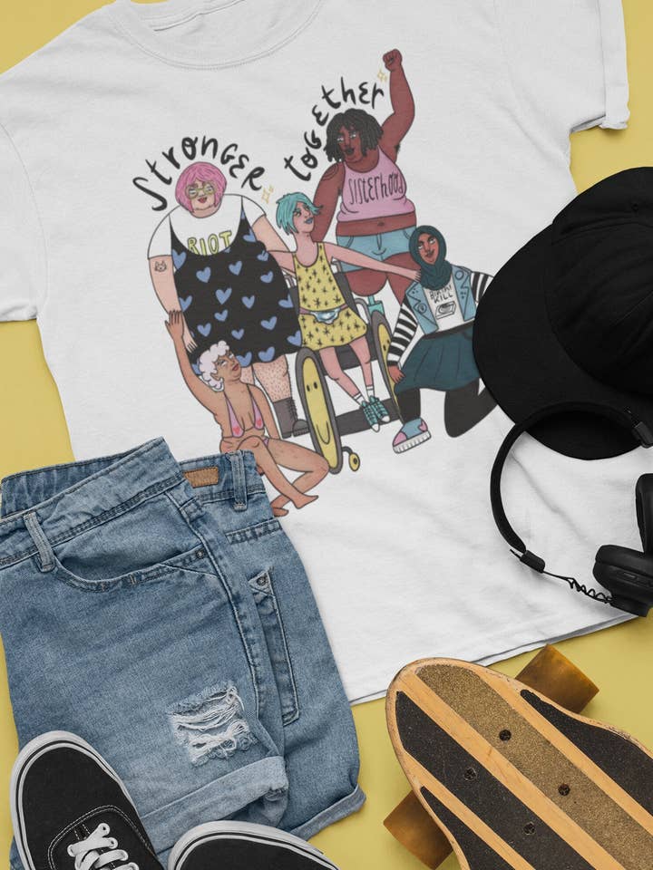 Chiaralascura - Wholesale Screen Printed T-Shirt - Unisex - Stronger Together - T-shirt unisex in cotone biologico