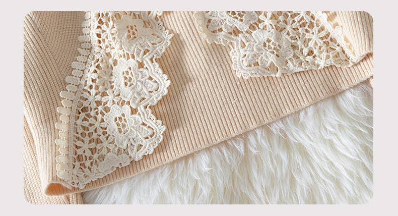 Beige Lace Backless Knit Sweater Top for wholesale on Faire7
