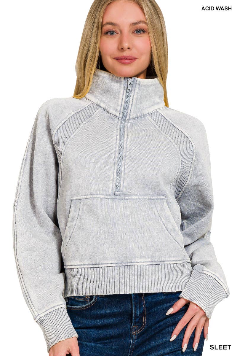 42POPS - Wholesale Sweatshirt - Women's - `.Half Zip Cropped Pullover45