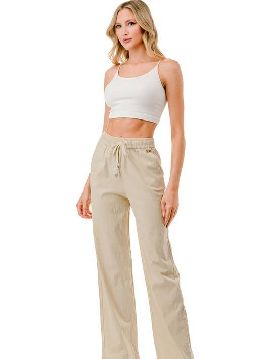 LINEN-02 PLUS SIZE LINEN DRAWSTRING PANTS for wholesale by MIO WHOLESALE