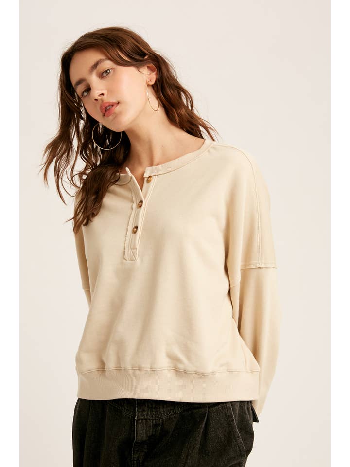Listicle - Wholesale Knit Top - Women's - Henley Button Soft Knit Top LT111212