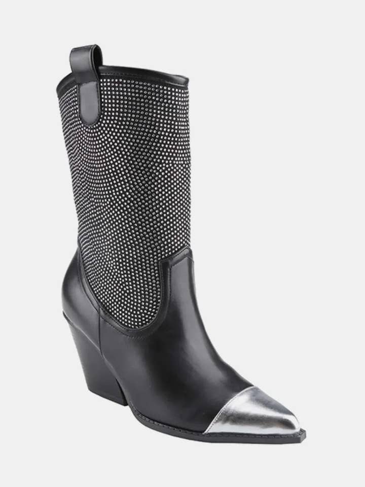 Weeboo Chunky Heel Rhinestone Western Cowboy Boots for wholesale by Queenado
