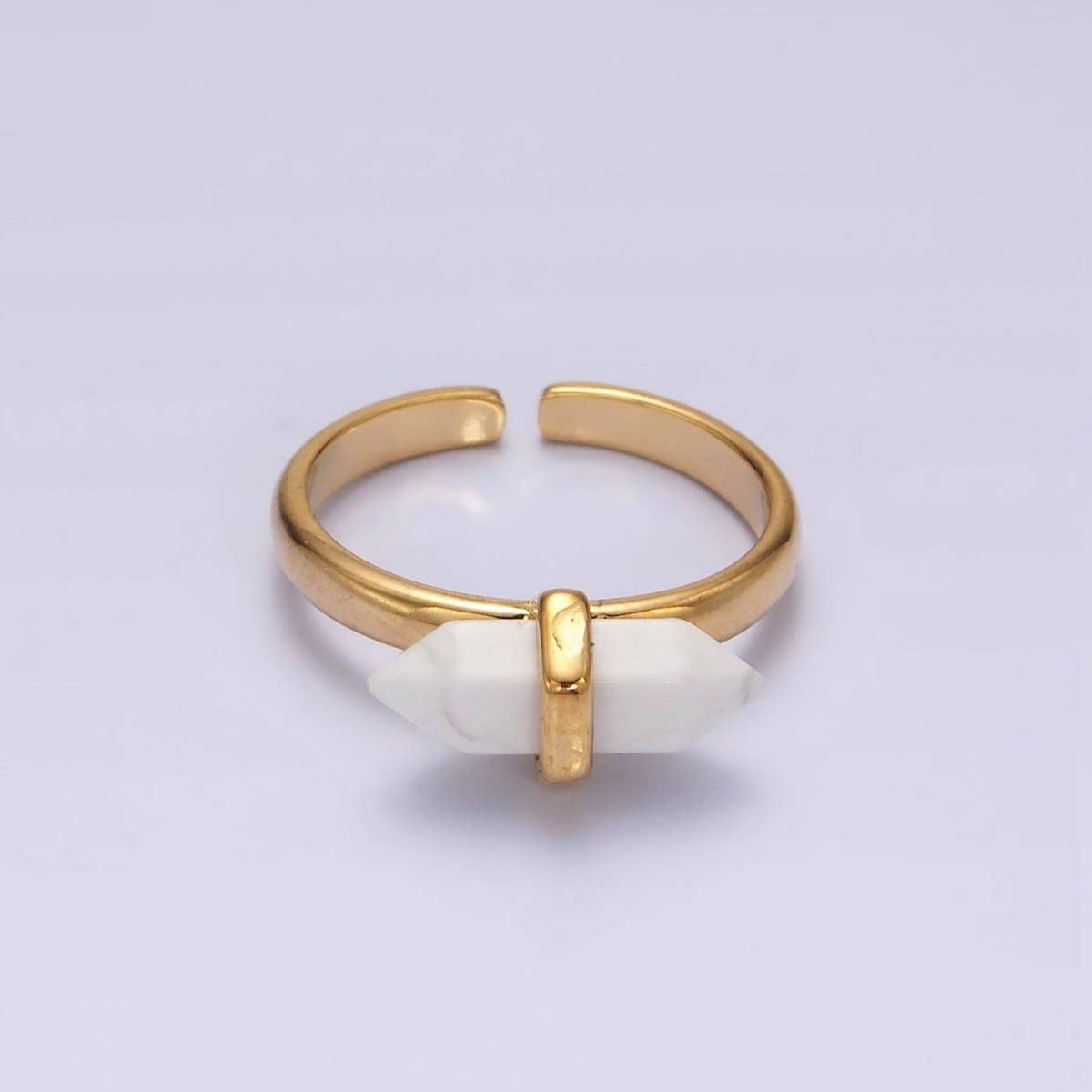 Aim Eternal - Wholesale Single Stone/Solitaire Ring - 14K Gold Filled Natural Gemstone Pointed Wand Ring | O688 - O6971