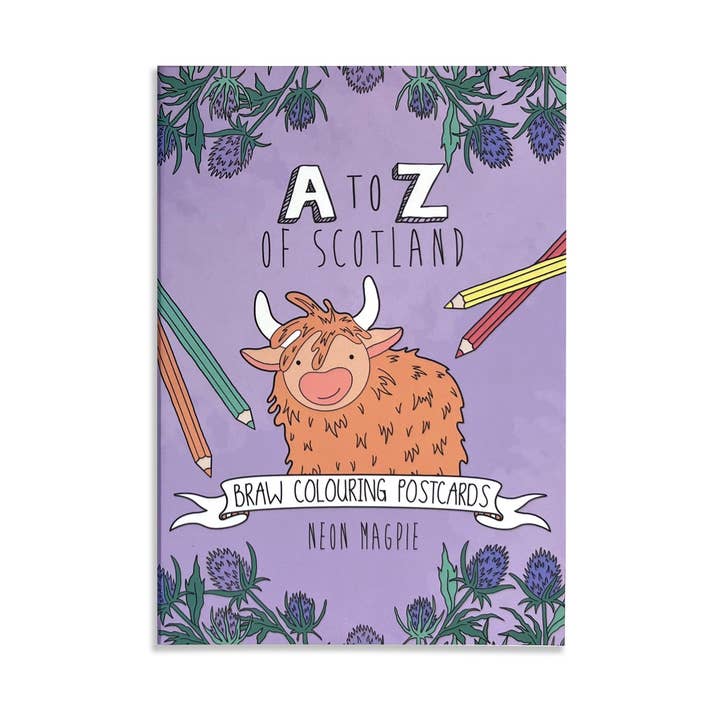 Scotland Colouring In Postcard Set for wholesale by Neon Magpie