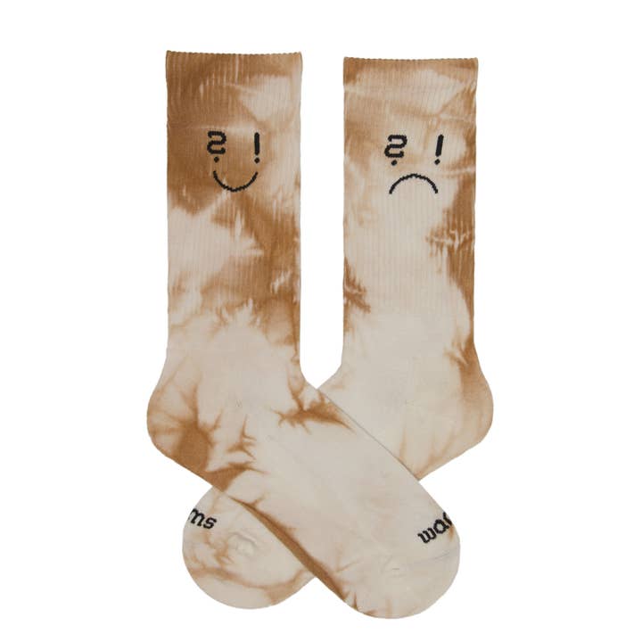 Calze girocollo in cotone biologico altezza classica - Tie Dye Beige per la vendita all'ingrosso da parte di WAMS Socks