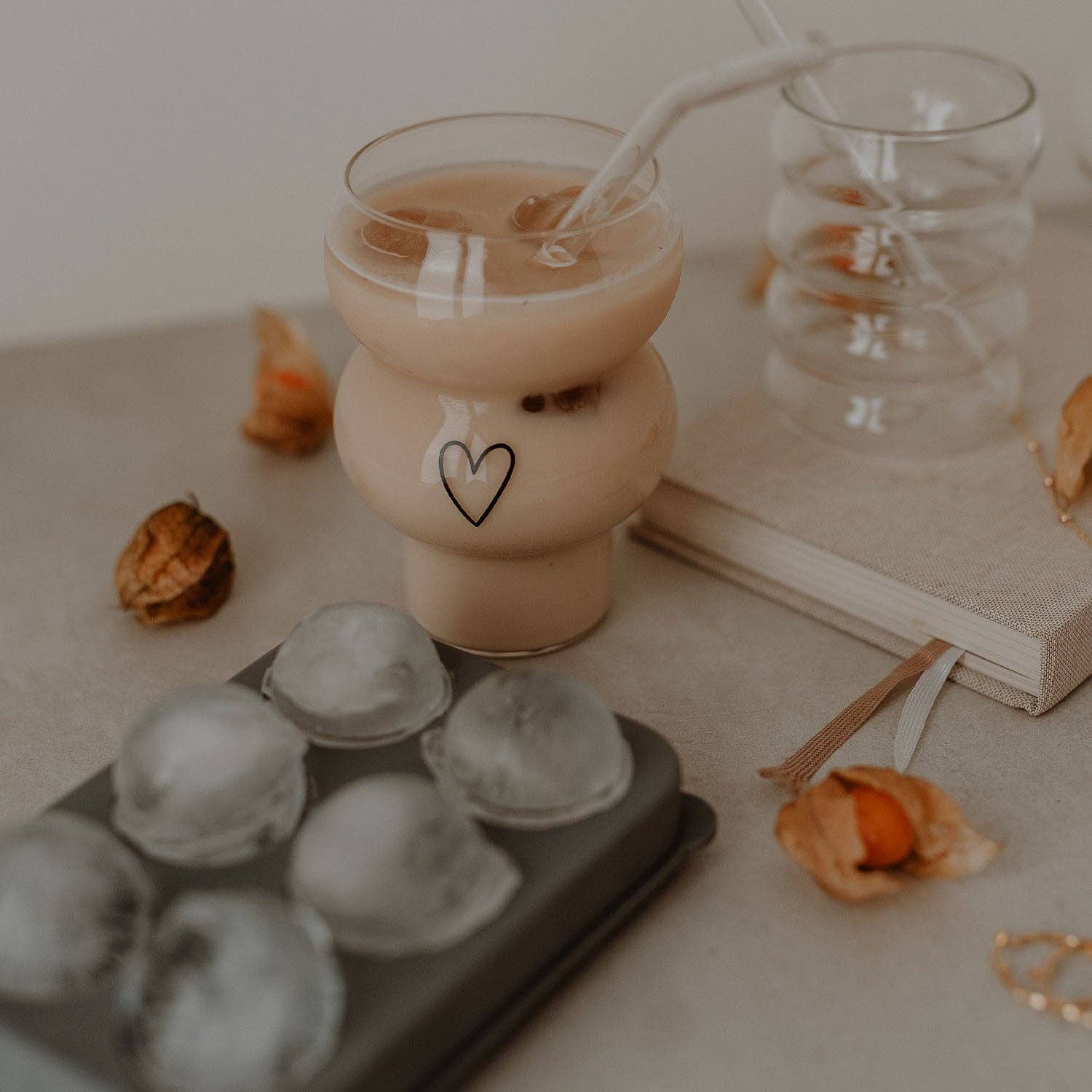 Eulenschnitt - Wholesale Drinking Glass/Cup - Double bubble glass heart (VE = 6 pcs)4