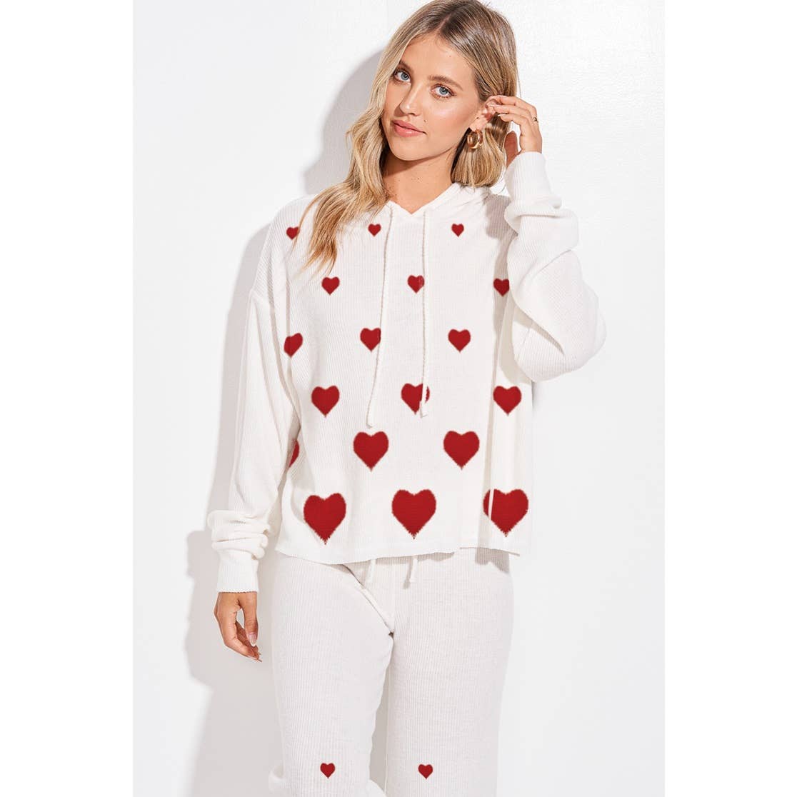Phil Love - Wholesale Graphic Sweatshirt - Women's - Heart print soft rib Hoodie loungewear set11