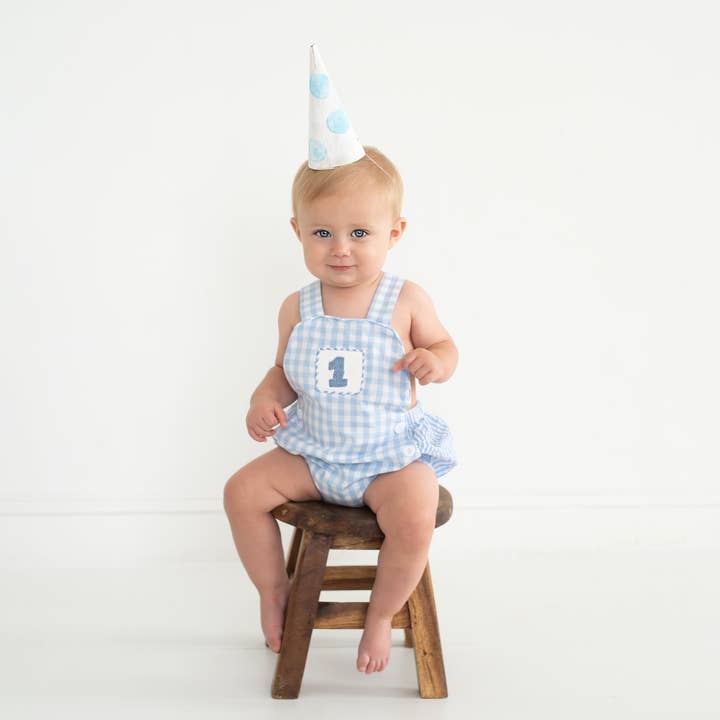 Seven Lantern Lane - Wholesale Bodysuit (Non-Footed) - Baby - Smocked Blue First Birthday Bubble6