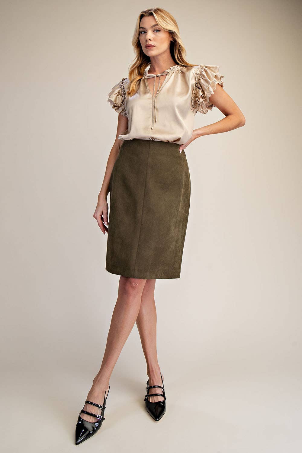 PORSHA - Wholesale Skirt - Women's - Stretch Suede Pencil Skirt9