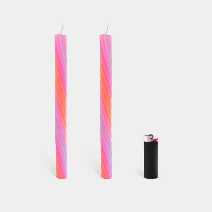 54 Celsius - Wholesale Tapered Candle/Candlestick - Rope Candles - Orange (2 Pack) - 11" Vibrant Taper Candles