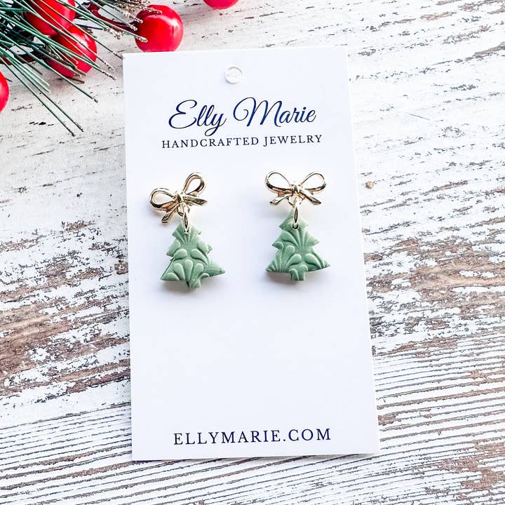 Mini Bow Tree Clay Dangles for wholesale by Elly Marie Jewelry