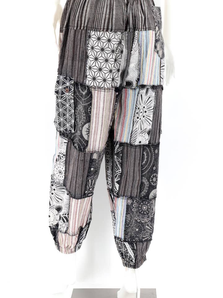 Himalaya Handmade - Wholesale Pants - Unisex - Cotton Hippie Handmade Harem Geometric Print Patchwork Lightweight Bohemian Pants4