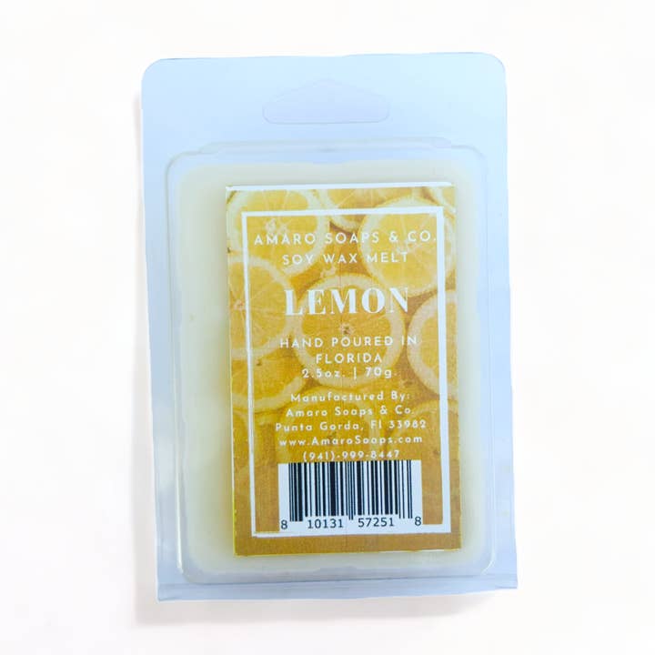 Lemon Soy Wax Melt for wholesale by Amaro Soaps & Co.