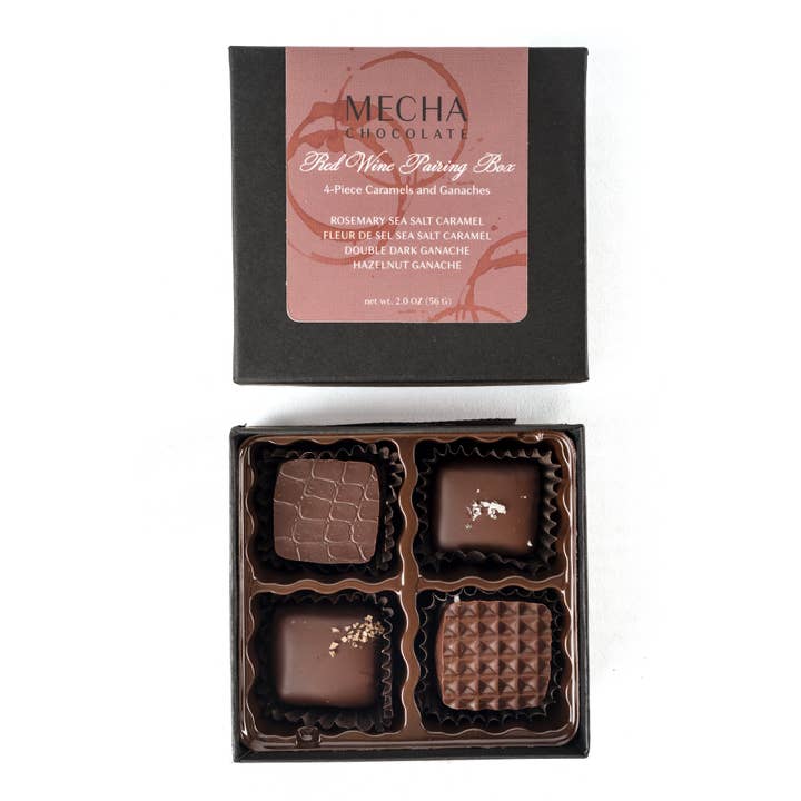MECHA Chocolate - Wholesale Chocolate Box - Red Wine Box (4 pieces)