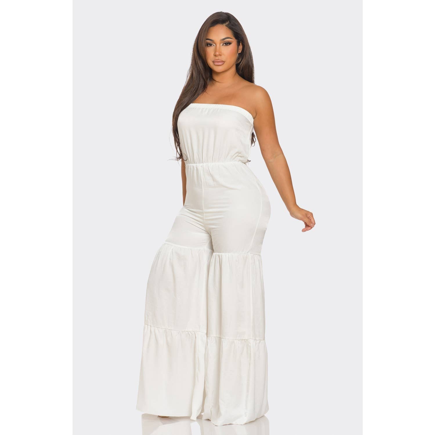 Style Up - Wholesale Jumpsuit - Women's - TIERED WIDE LEG TUBE JUMPSUIT10