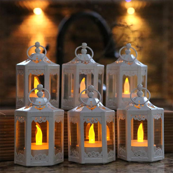 Wholesale White Hexagon Mini Metal Lantern - Set of 6 for your