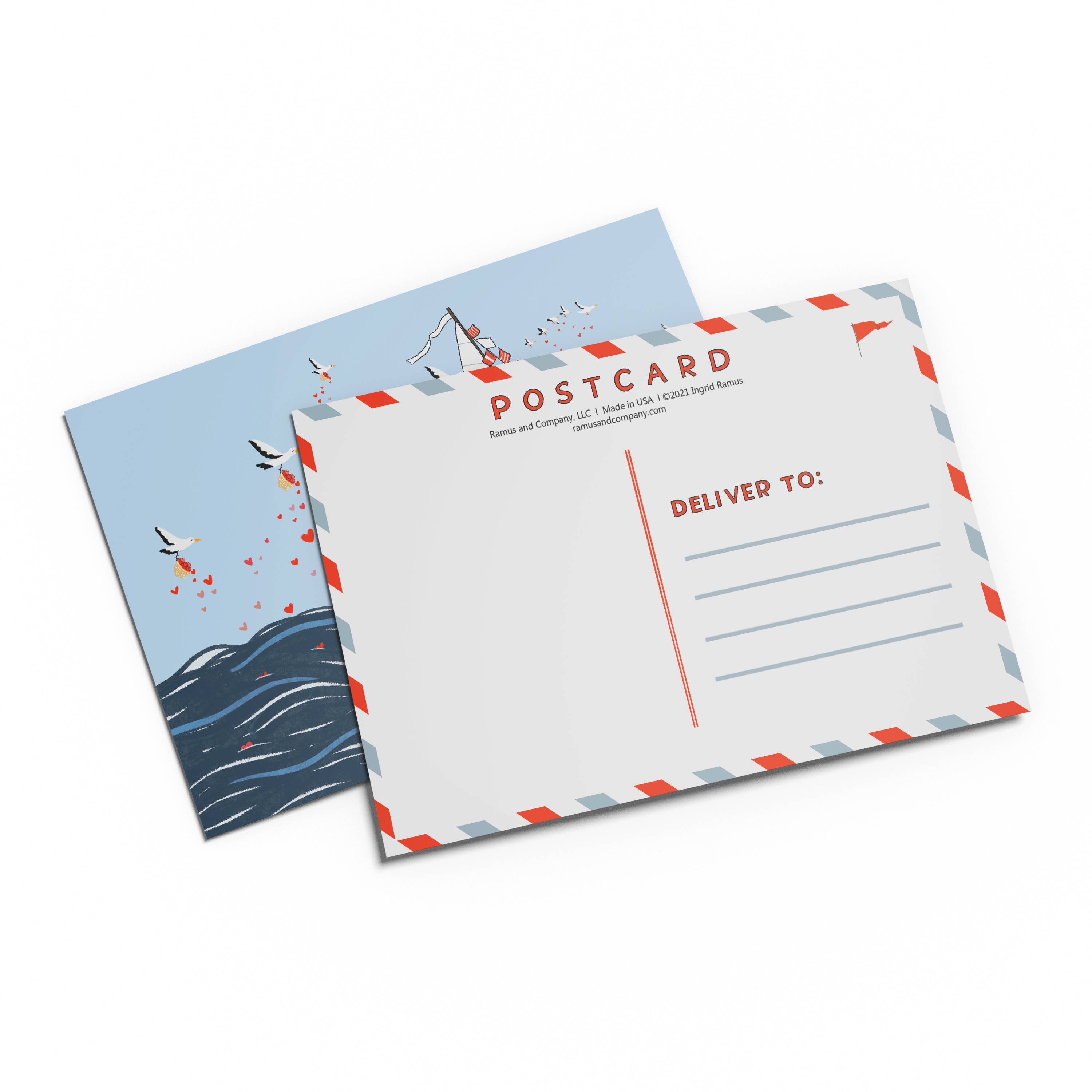 Ramus & Co. - Wholesale Postcard Set - Seagulls Sailboat Love Postcard Set of 81