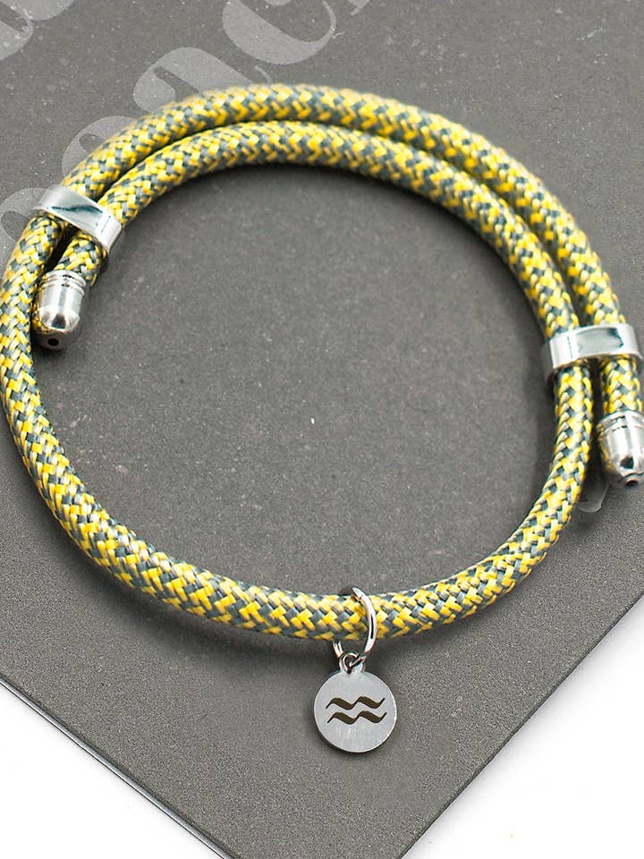 Aqua Beach Recycled Plastic Bracelet Size Adjustable - Yellow for wholesale by The Sea Shed Ltd
