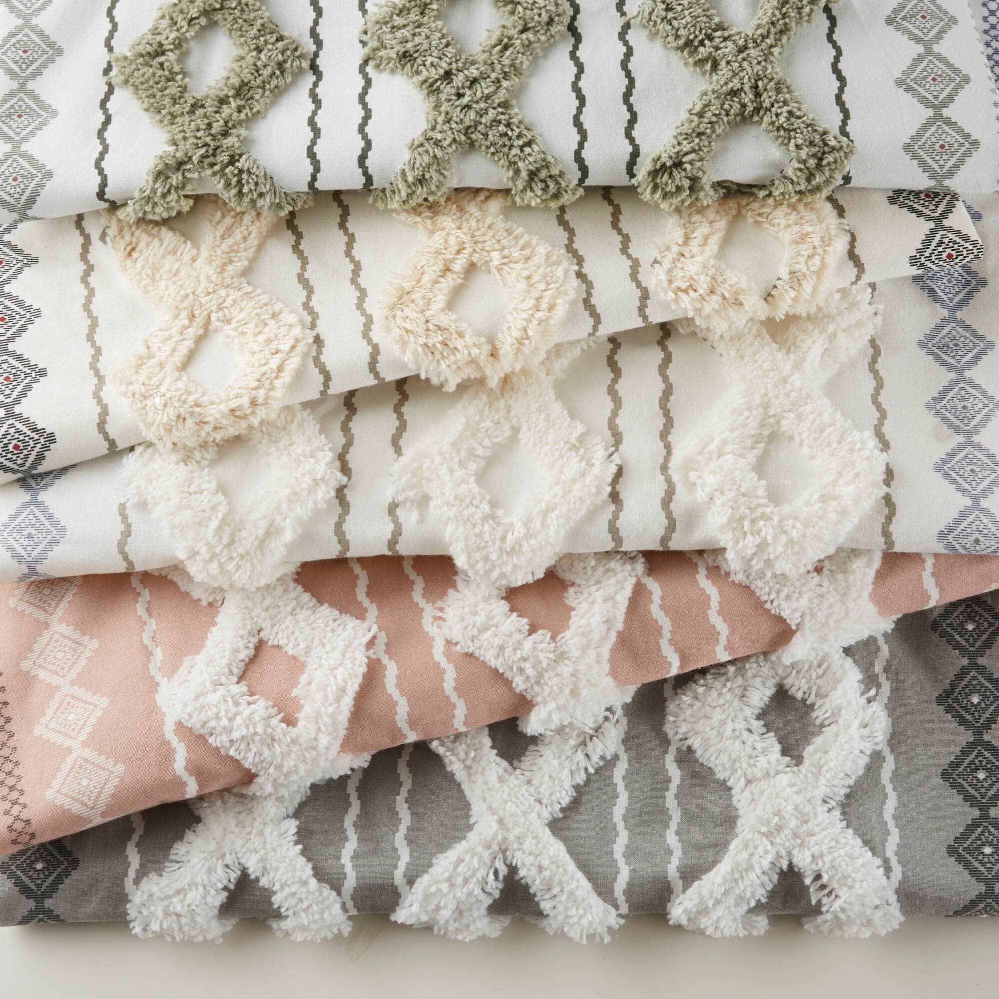 Olliix - Wholesale Curtain - Geometric Chenille Stripe Trim Cotton Curtain Panel, Green9