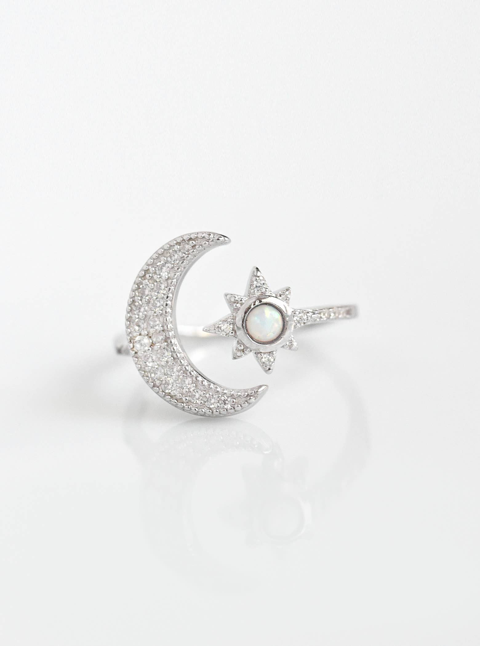 FELIX Z DESIGNS - Wholesale Cocktail/Statement Ring - 925 Adjustable CZ Crescent and Star Ring1