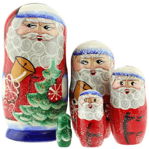 giftland - Venta al por mayor Decoración navideña - Muñeca Matrioska Papá Noel de madera 5 piezas