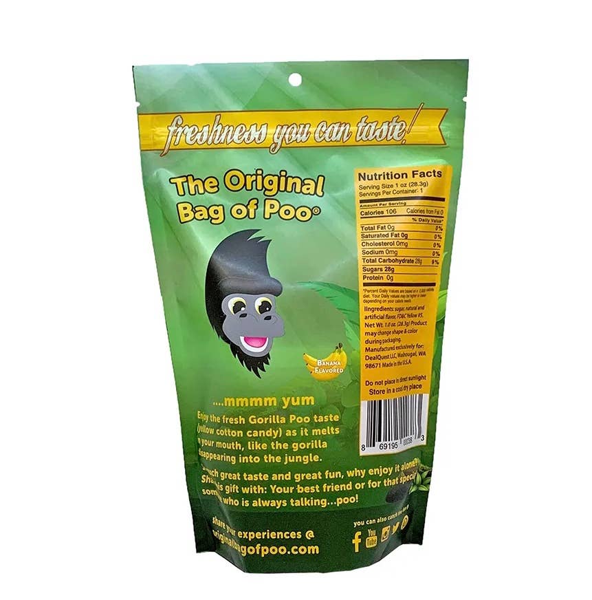 "The Original Bag of Poo"® Novelty Cotton Candy - Vente Barbes à papa - Le Sac de Caca Original® (Caca de Barbe à Papa de Gorille)2