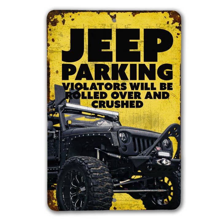 Jeep Parking Sign - Black Jeep for wholesale by Real Cool Stickers & Stuff