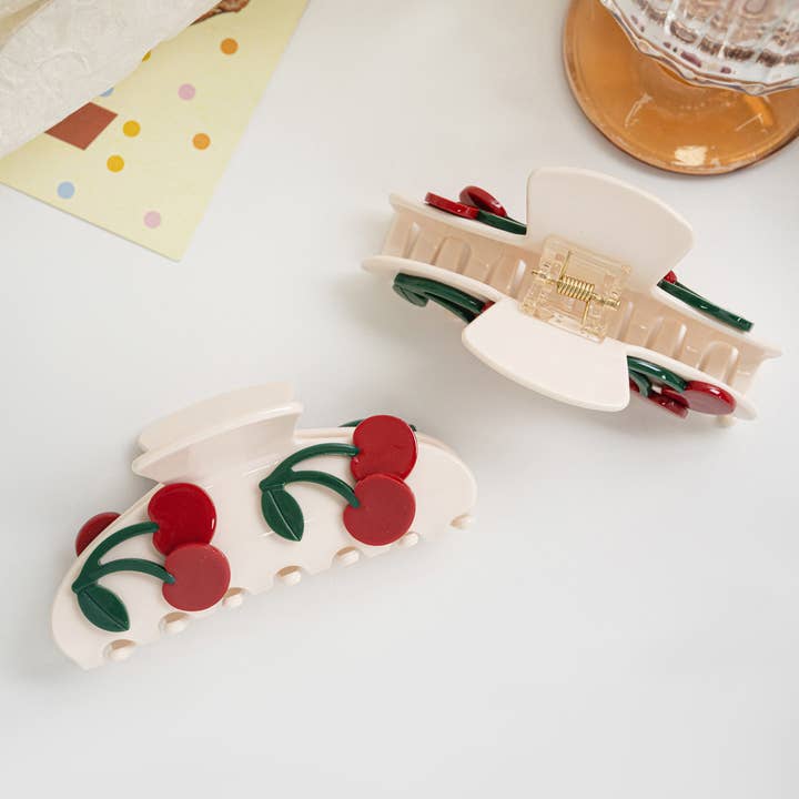 Cute 3D Cherry Hair Clip, Acetate Fruit Hair Accessory for wholesale on Faire2