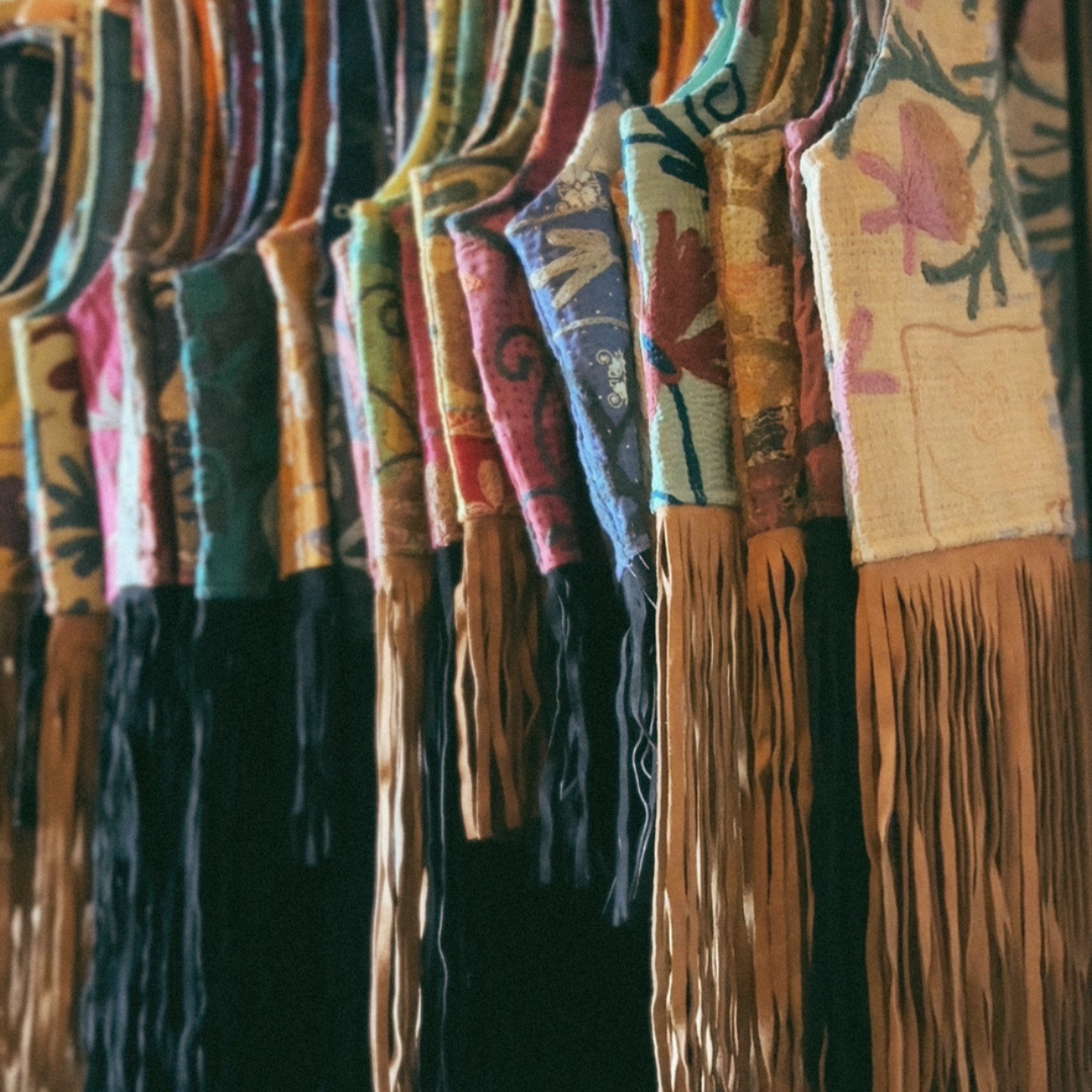 Wylder Trading Company - Wholesale Outerwear Vest - Women's - Boho Western Artisan Fringe Vests | Kantha Suzani Textile14