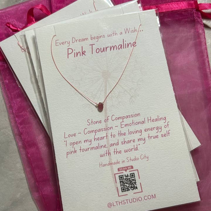 Pink Tourmaline Wish Necklace for wholesale by LTH STUDIO