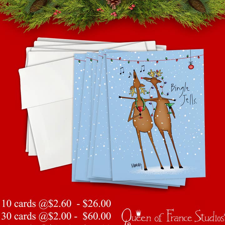 Funny Rudolph Christmas Card for wholesale by Queen of France Studios