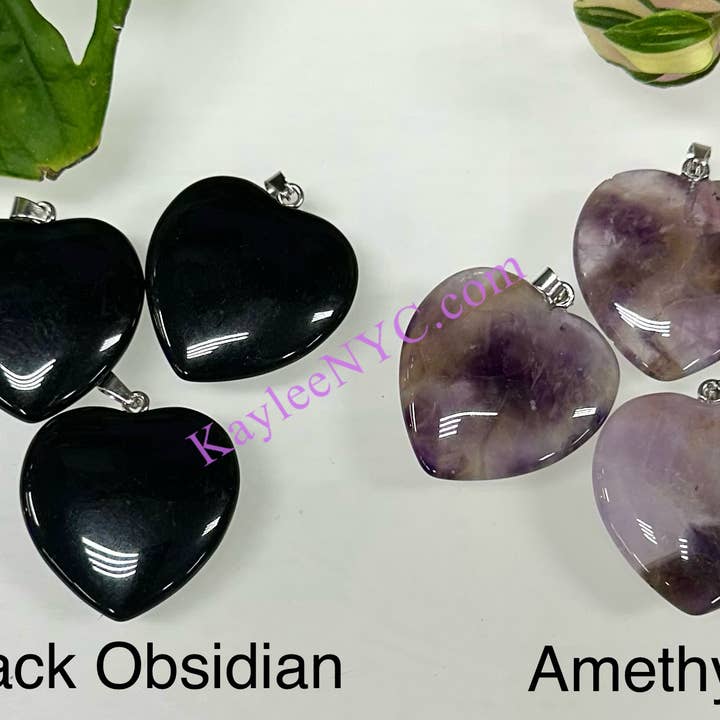 KayleeNYC - Wholesale Individual Charm/Pendant - Natural Crystal Heart Pendant Healing Energy