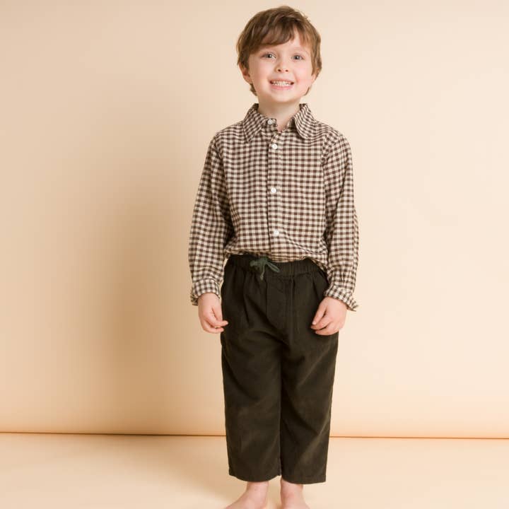 Beet World - Wholesale Button Down Shirt - Kids - Collar Shirt | Walnut Check3