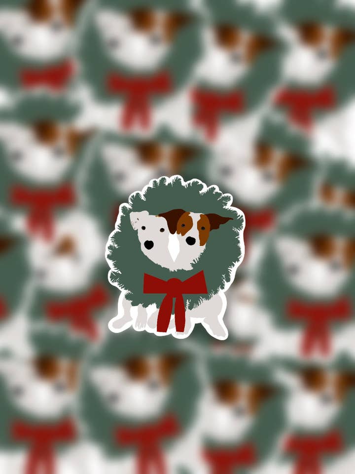 Two Dogs in a Christmas Wreath for wholesale by CreationsByMaddied